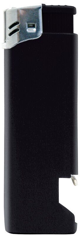 Nola 16 PIEZO lighter black refillable body shiny black, cap chrome, pusher black