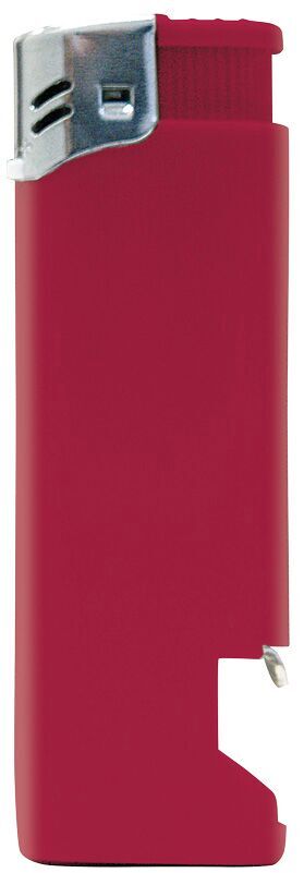Nola 16 PIEZO lighter red refillable body shiny red, cap chrome, pusher red